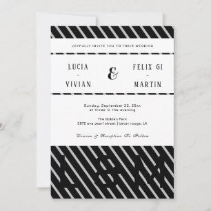 Invitation Nom d'ombre noir et ligne élégant Mariage rustique