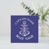 Invitation Nom du capitaine de bateau sur mesure marine marin (Debout devant)