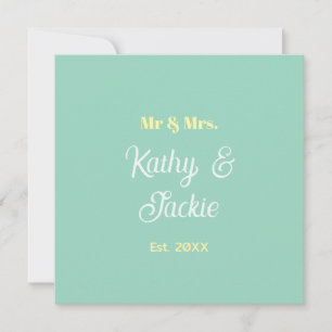 Invitation nom du couple mr & mrs vert pastel mariage 20XX