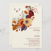 Invitation Nom du fleur sauvage Mariage de automne initial (Devant / Derrière)