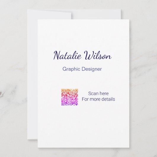 Invitation nom du graphiste scannez le code QR détails profes (Devant)