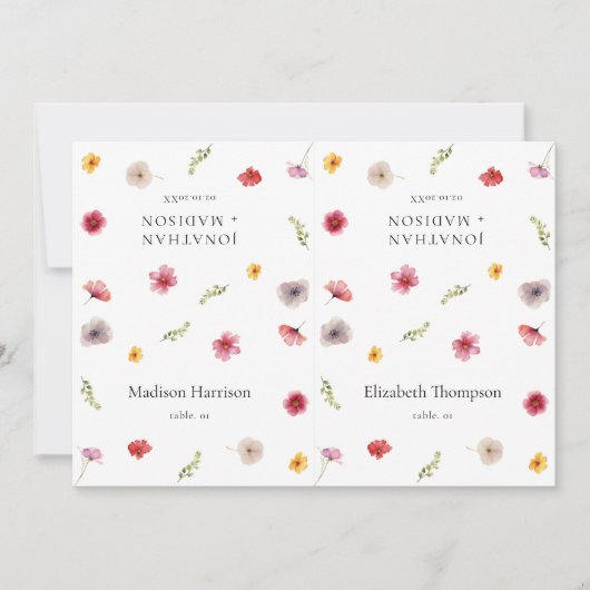 Invitation Nom du Mariage fleur sauvage do-it-yourself (Devant)