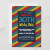 Invitation Nom et âge Anniversaire Fête Celtique Bleu Rouge (Devant)