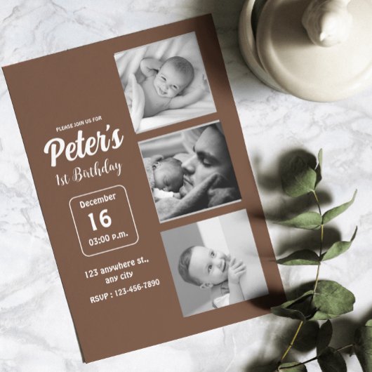 Invitation Nom et photo de fête d'anniversaire