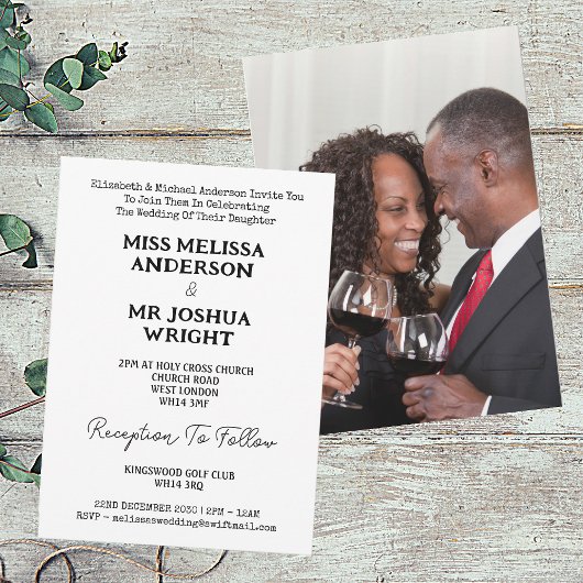 Invitation Nom Et Photo Mr & Mrs Elegant Script Mariage