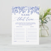 Invitation Nom Floral Bleu Qui Tune Fête des mariées Jeu (Debout devant)