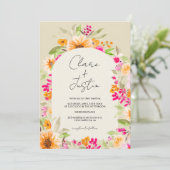 Invitation Nom floral du pays photo Code Qr mariage (Debout devant)