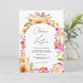Invitation Nom floral du pays photo Code Qr mariage (Debout devant)