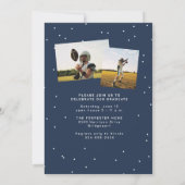 Invitation Nom gras marine bleu diplômé de la photo graduatio (Dos)