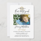 Invitation Nom hébreu Virtual Bar Mitzvah 2 Photo Gold (Devant)