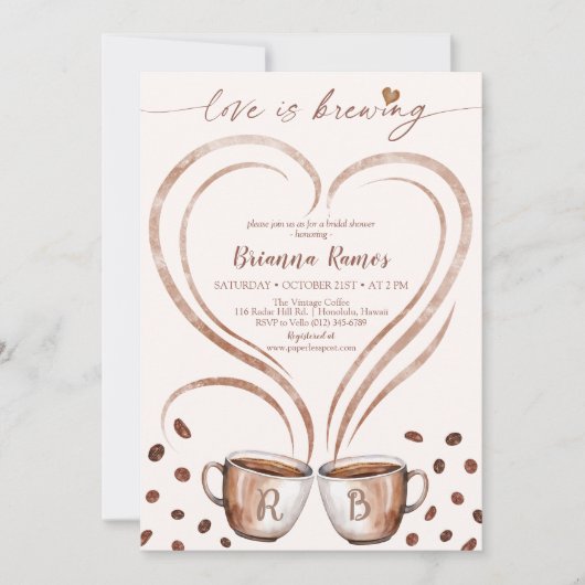 Invitation Nom initial Coffee Love est brasser l'invitation (Devant)