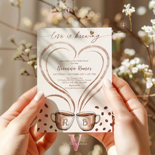 Invitation Nom initial Coffee Love est brasser l'invitation