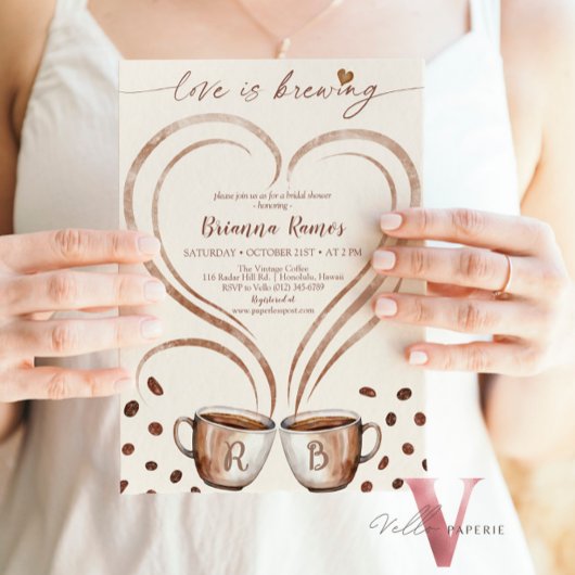 Invitation Nom initial Coffee Love est brasser l'invitation