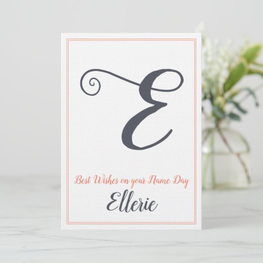 Invitation Nom Jour Saint's Day Lettre E Monogramme (Debout devant)