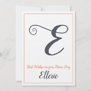 Invitation Nom Jour Saint's Day Lettre E Monogramme