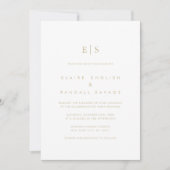 Invitation Nom minimaliste Or Mariage initial (Devant)
