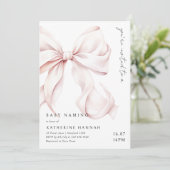 Invitation Nom moderne de bébé cou rose (Debout devant)