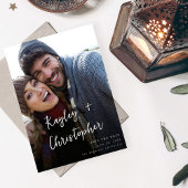 Invitation Nom moderne Photo verticale Chic vertical Enregist