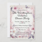 Invitation Nom monogramme cœurs floraux aquarelle romantique (Dos)