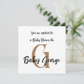 Invitation Nom monogramme de baby shower minimal simple (Debout devant)