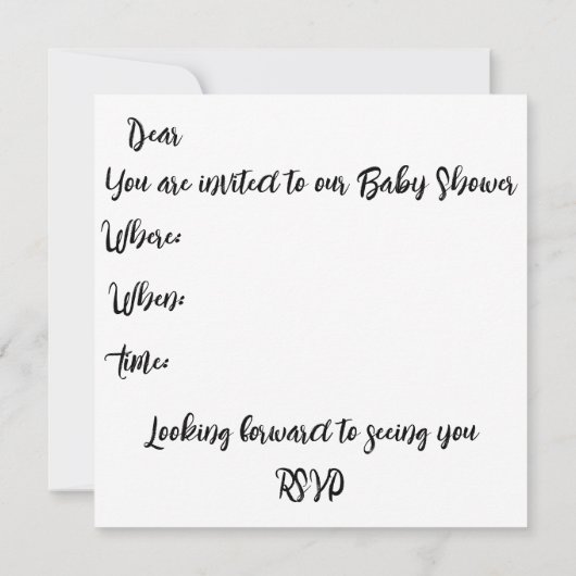 Invitation Nom monogramme de baby shower minimal simple (Dos)