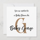 Invitation Nom monogramme de baby shower minimal simple (Devant)