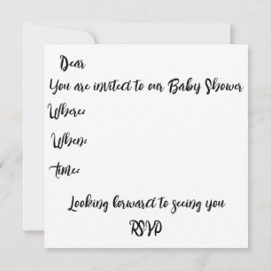 Invitation Nom monogramme de baby shower minimal simple