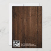 Invitation Nom monogramme gras bois rustique code qr mariage (Dos)