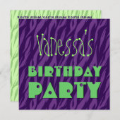 Invitation Nom personnalisé Anniversaire moderne Purple Green (Devant / Derrière)