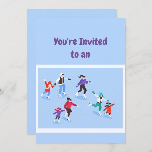 Invitation Nom personnalisé Anniversaire Patinage sur glace A (Devant / Derrière)