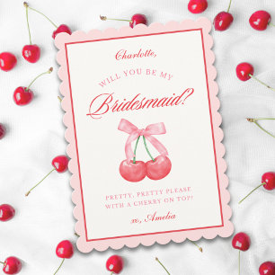 Invitation Nom personnalisé Bow Cherry Bridesmaid Proposition