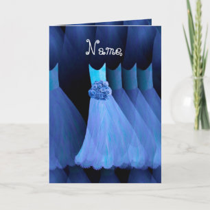 Invitation Nom personnalisé BRIDESMAID - Robe BLEUE COBALT
