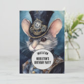 Invitation Nom personnalisé d'animal steampunk Nibbleton (Debout devant)