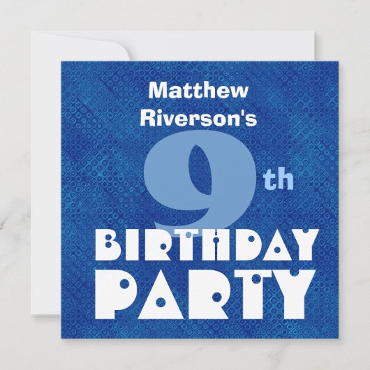 Invitation Nom personnalisé Enfants modernes 9e anniversaire (Devant)