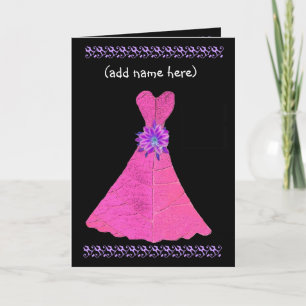 Invitation Nom personnalisé - JUNIOR BRIDESMAID Card Pink Gow