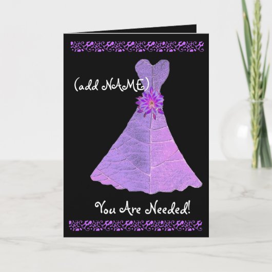 Invitation (Nom personnalisé) JUNIOR BRIDESMAID PURPLE Gown (Devant)