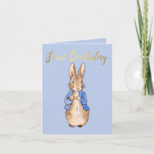 Invitation Nom personnalisé Lapin classique Premier anniversa