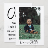 Invitation Nom personnalisé Léon minimum 1er Anniversaire Pre (Devant / Derrière)