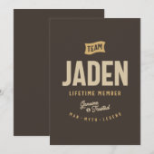 Invitation Nom personnalisé Membre à vie Équipe Jaden (Devant / Derrière)