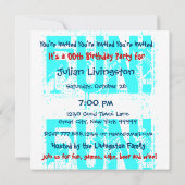 Invitation Nom personnalisé Modèle bleu moderne 00e anniversa (Dos)