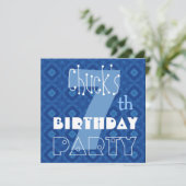 Invitation Nom personnalisé Modern Kid's 7th Birthday Blue St (Debout devant)