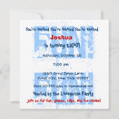 Invitation Nom personnalisé Modern Kids 8e anniversaire Blue (Dos)