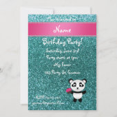 Invitation Nom personnalisé panda cupcake parties scintillant (Devant)
