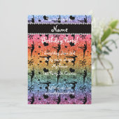 Invitation Nom personnalisé parties scintillant arc-en-ciel g (Debout devant)