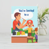 Invitation Nom personnalisé Peinture faciale / fête d'anniver (Debout devant)