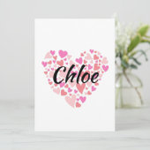 Invitation Nom personnel avec coeurs  (Debout devant)