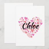 Invitation Nom personnel avec coeurs  (Devant / Derrière)