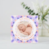 Invitation Nom photo personnalisé Age rose pourpre Anniversai (Debout devant)