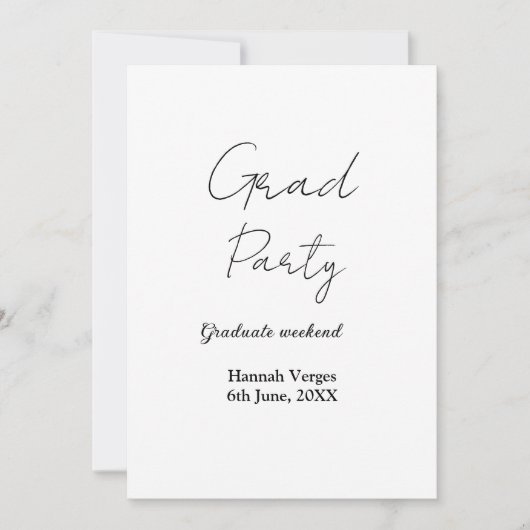 INVITATION NOM SEMAINE DE FÊTE DE FIN D'ÉTUDES DATE SIMPLE ÉL (Devant)