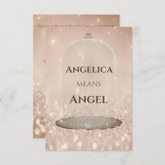 Invitation Nom Signification Angelica Parties scintillant Ros (Devant / Derrière)